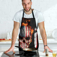 American Flag Skull Design Apron with Bowling Elements and Fire Background with Custom Team Name Text - Wonder Print Shop