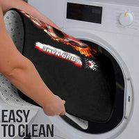 American Flag Skull Design Bathroom Set with Bowling Elements and Fire Background with Custom Team Name Text - Wonder Print Shop