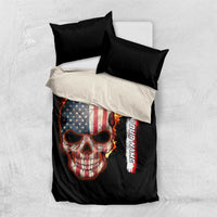 American Flag Skull Design Bedding Set with Bowling Elements and Fire Background with Custom Team Name Text - Wonder Print Shop