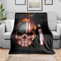 American Flag Skull Design Blanket with Bowling Elements and Fire Background with Custom Team Name Text - Wonder Print Shop
