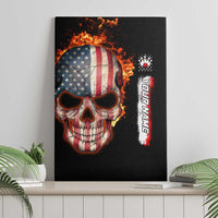American Flag Skull Design Canvas Wall Art with Bowling Elements and Fire Background with Custom Team Name Text - Wonder Print Shop