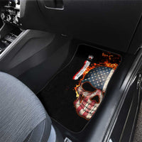 American Flag Skull Design Car Mats with Bowling Elements and Fire Background with Custom Team Name Text - Wonder Print Shop