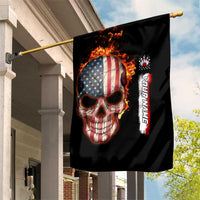 American Flag Skull Design Garden Flag with Bowling Elements and Fire Background with Custom Team Name Text - Wonder Print Shop