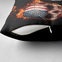 American Flag Skull Design Pillow Cover with Bowling Elements and Fire Background with Custom Team Name Text - Wonder Print Shop