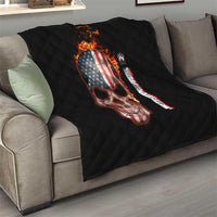 American Flag Skull Design Quilt with Bowling Elements and Fire Background with Custom Team Name Text - Wonder Print Shop