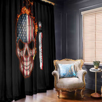 American Flag Skull Design Window Curtain with Bowling Elements and Fire Background with Custom Team Name Text - Wonder Print Shop