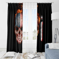 American Flag Skull Design Window Curtain with Bowling Elements and Fire Background with Custom Team Name Text - Wonder Print Shop