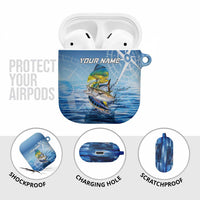 Mahi Mahi and Tuna Fish AirPods Case Fishing Ocean Water Background and Nautical Compass Elements - Wonder Print Shop