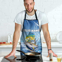 Mahi Mahi and Tuna Fish Apron Fishing Ocean Water Background and Nautical Compass Elements - Wonder Print Shop