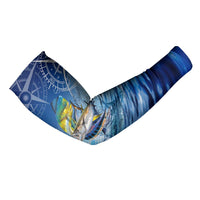 Mahi Mahi and Tuna Fish Arm Sleeves Fishing Ocean Water Background and Nautical Compass Elements - Wonder Print Shop