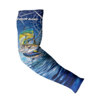 Mahi Mahi and Tuna Fish Arm Sleeves Fishing Ocean Water Background and Nautical Compass Elements - Wonder Print Shop