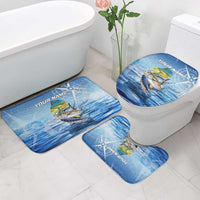 Mahi Mahi and Tuna Fish Bathroom Set Fishing Ocean Water Background and Nautical Compass Elements - Wonder Print Shop