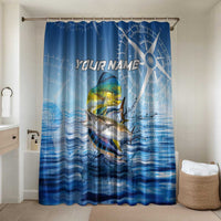 Mahi Mahi and Tuna Fish Bathroom Set Fishing Ocean Water Background and Nautical Compass Elements - Wonder Print Shop