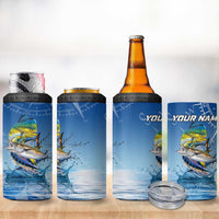 Mahi Mahi and Tuna Fish 4 in 1 Can Cooler Tumbler Fishing Ocean Water Background and Nautical Compass Elements - Wonder Print Shop