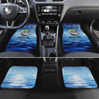 Mahi Mahi and Tuna Fish Car Mats Fishing Ocean Water Background and Nautical Compass Elements - Wonder Print Shop