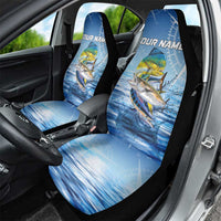 Mahi Mahi and Tuna Fish Car Seat Cover Fishing Ocean Water Background and Nautical Compass Elements - Wonder Print Shop
