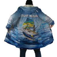 Mahi Mahi and Tuna Fish Cloak Fishing Ocean Water Background and Nautical Compass Elements - Wonder Print Shop