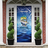 Mahi Mahi and Tuna Fish Door Cover Fishing Ocean Water Background and Nautical Compass Elements - Wonder Print Shop