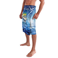 Mahi Mahi and Tuna Fish Lavalava Fishing Ocean Water Background and Nautical Compass Elements - Wonder Print Shop