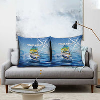 Mahi Mahi and Tuna Fish Pillow Cover Fishing Ocean Water Background and Nautical Compass Elements - Wonder Print Shop
