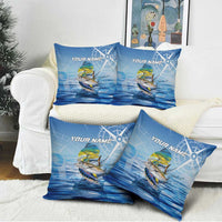 Mahi Mahi and Tuna Fish Pillow Cover Fishing Ocean Water Background and Nautical Compass Elements - Wonder Print Shop