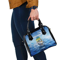 Mahi Mahi and Tuna Fish Shoulder Handbag Fishing Ocean Water Background and Nautical Compass Elements - Wonder Print Shop