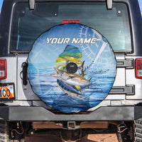 Mahi Mahi and Tuna Fish Spare Tire Cover Fishing Ocean Water Background and Nautical Compass Elements - Wonder Print Shop