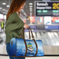 Mahi Mahi and Tuna Fish Travel Bag Fishing Ocean Water Background and Nautical Compass Elements - Wonder Print Shop