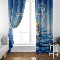 Mahi Mahi and Tuna Fish Window Curtain Fishing Ocean Water Background and Nautical Compass Elements - Wonder Print Shop