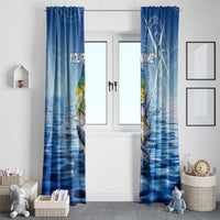 Mahi Mahi and Tuna Fish Window Curtain Fishing Ocean Water Background and Nautical Compass Elements - Wonder Print Shop