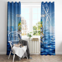 Mahi Mahi and Tuna Fish Window Curtain Fishing Ocean Water Background and Nautical Compass Elements - Wonder Print Shop