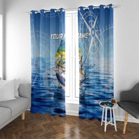 Mahi Mahi and Tuna Fish Window Curtain Fishing Ocean Water Background and Nautical Compass Elements - Wonder Print Shop