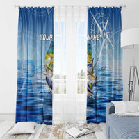 Mahi Mahi and Tuna Fish Window Curtain Fishing Ocean Water Background and Nautical Compass Elements - Wonder Print Shop