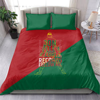 Portugal Football Number 7 GOAT Bedding Set Records Follow Me Sports Quote Line Art