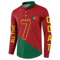 Portugal Football Number 7 GOAT Button Sweatshirt Records Follow Me Sports Quote Line Art