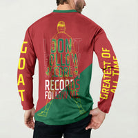 Portugal Football Number 7 GOAT Button Sweatshirt Records Follow Me Sports Quote Line Art