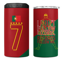 Portugal Football Number 7 GOAT 4 in 1 Can Cooler Tumbler Records Follow Me Sports Quote Line Art