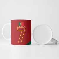 Portugal Football Number 7 GOAT Ceramic Mug Records Follow Me Sports Quote Line Art