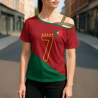 Portugal Football Number 7 GOAT Cross Shoulder Shirt Records Follow Me Sports Quote Line Art