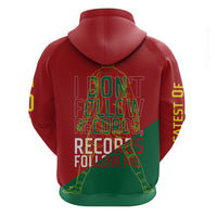 Portugal Football Number 7 GOAT Hoodie Records Follow Me Sports Quote Line Art