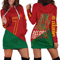 Portugal Football Number 7 GOAT Hoodie Dress Records Follow Me Sports Quote Line Art