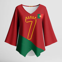 Portugal Football Number 7 GOAT Kimono Sleeve Blouse Records Follow Me Sports Quote Line Art