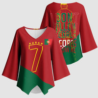 Portugal Football Number 7 GOAT Kimono Sleeve Blouse Records Follow Me Sports Quote Line Art