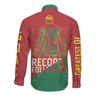 Portugal Football Number 7 GOAT Long Sleeve Button Shirt Records Follow Me Sports Quote Line Art