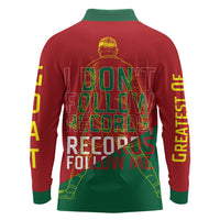 Portugal Football Number 7 GOAT Long Sleeve Polo Shirt Records Follow Me Sports Quote Line Art