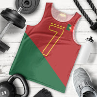 Portugal Football Number 7 GOAT Men Tank Top Records Follow Me Sports Quote Line Art