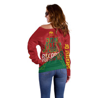 Portugal Football Number 7 GOAT Off Shoulder Sweater Records Follow Me Sports Quote Line Art