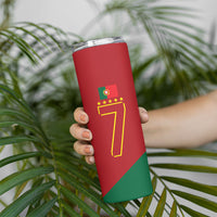 Portugal Football Number 7 GOAT Skinny Tumbler Records Follow Me Sports Quote Line Art