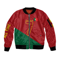 Portugal Football Number 7 GOAT Sleeve Zip Bomber Jacket Records Follow Me Sports Quote Line Art