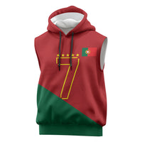Portugal Football Number 7 GOAT Sleeveless Hoodie Records Follow Me Sports Quote Line Art